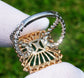 ring Emerald & diamond gold 14k two-toned ( yellow/white ) octagonal cut 9.08ctw gia certified