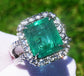 ring Emerald & diamond gold white 14k octagonal cut 7.77ctw gia certified