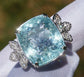 Paraiba tourmaline & diamond ring 14k white gold gia certified 18.04ctw cushion cut