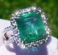 ring Emerald & diamond gold white 14k octagonal cut 7.77ctw gia certified