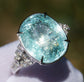 ring Paraiba tourmaline diamond gold white 14k gia certified 8.18ctw oval cut