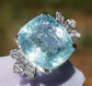 Paraiba tourmaline & diamond ring 14k white gold gia certified 18.04ctw cushion cut