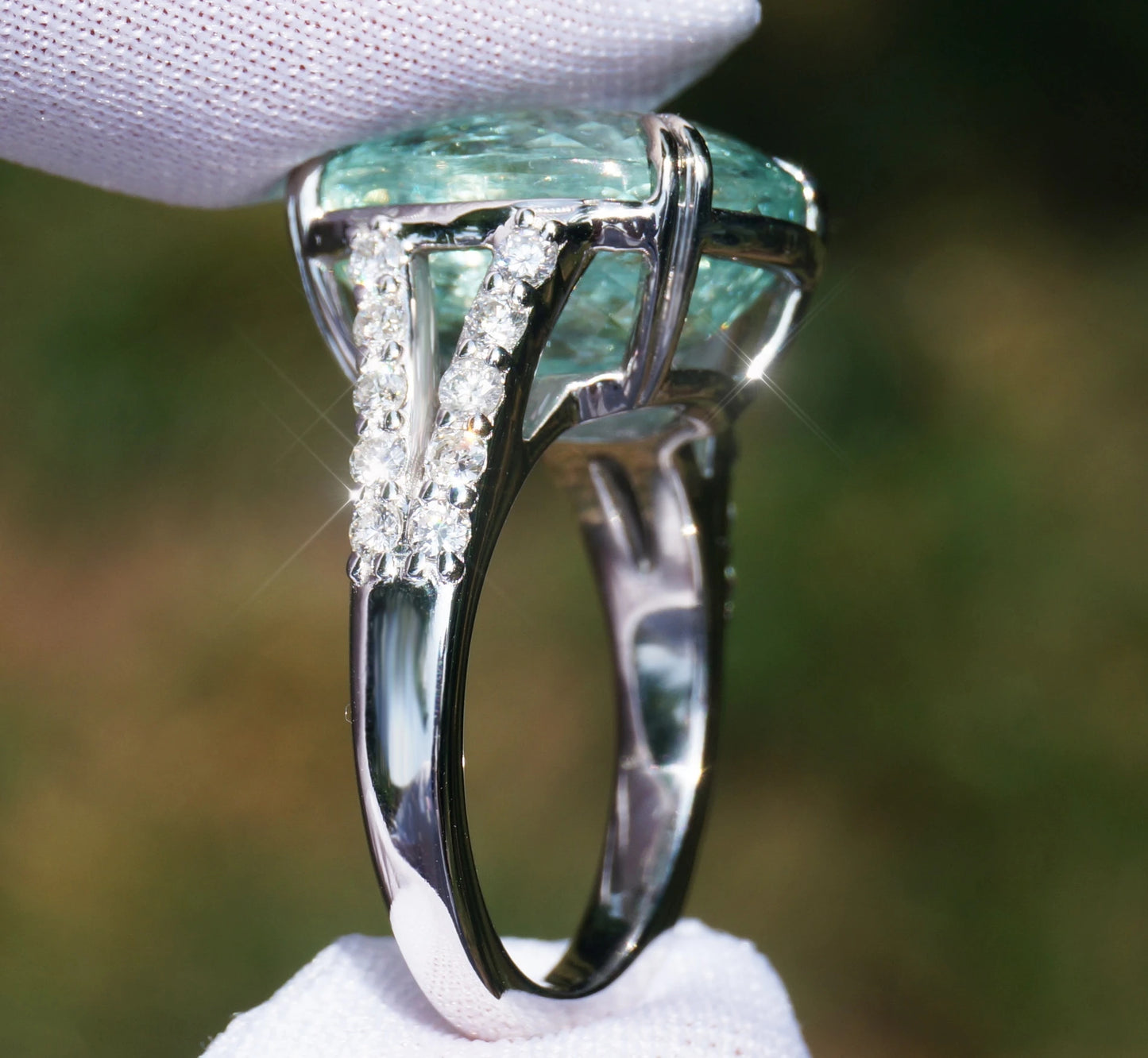 Paraiba tourmaline white 14k gold diamond ring 13.82ctw gia certified oval cut