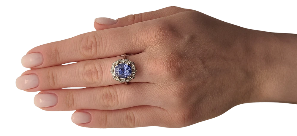 Sapphire & diamond 14k white gold ring ceylon sri lanka 7.76ctw gia certified