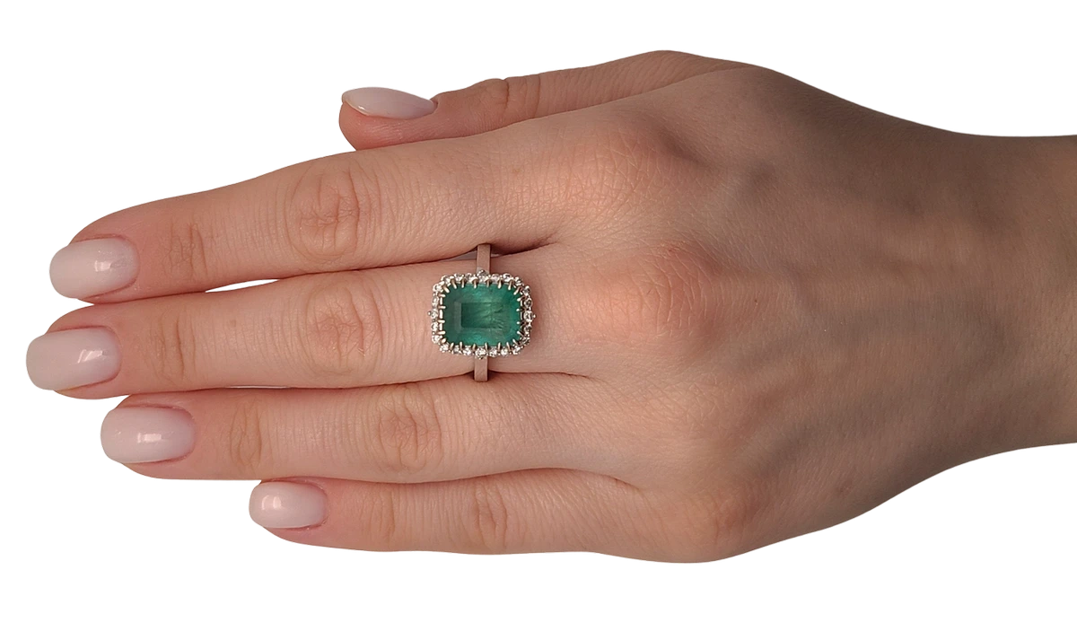 diamond Emerald ring white gold 14k green 5.54ctw gia certified