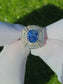 Sapphire ring diamond white gold 14k blue color cushion cut gia certified 4.13ctw