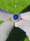 gold 14k Sapphire & diamond ring 4.46ctw gia certified madagascar cushion blue