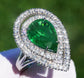 Tsavorite ring white gold 14k diamond grossular garnet 6.08ctw gia certified pear cut