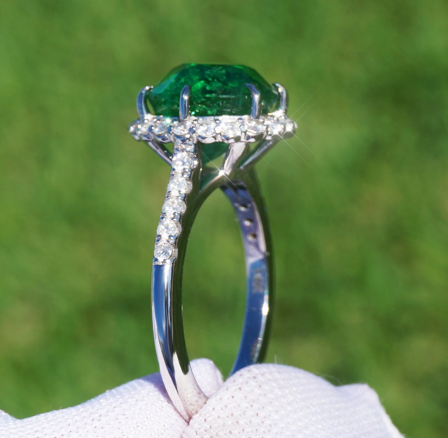 Tsavorite diamond white 14k gold ring 6.62 ctw certified green grossular garnet brilliant cut