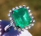 Emerald ring diamond white gold 14k certified by gia 8.62ctw