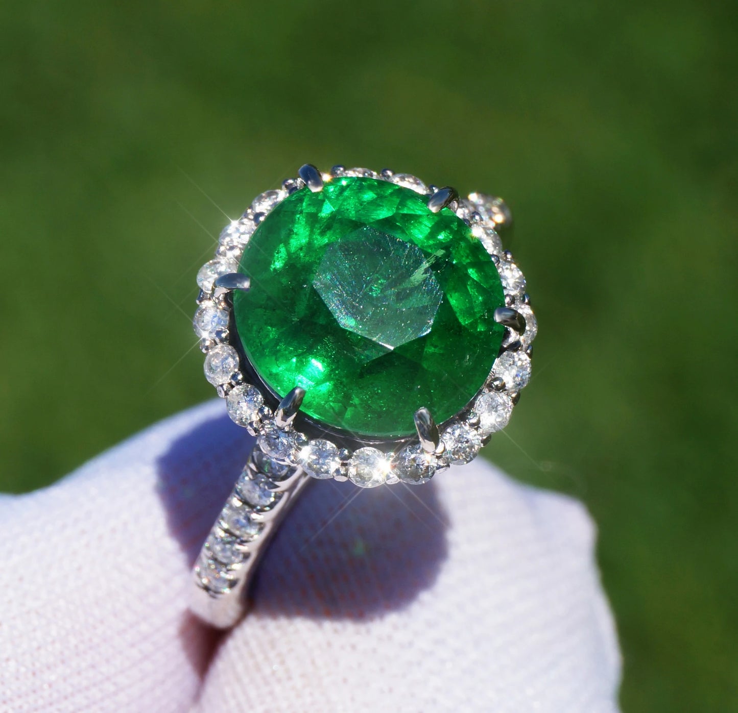 Tsavorite diamond white 14k gold ring 6.62 ctw certified green grossular garnet brilliant cut