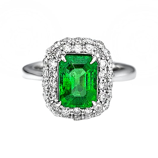 Tsavorite gold 14k ring diamond green grossular garnet gia certified 2.91ctw