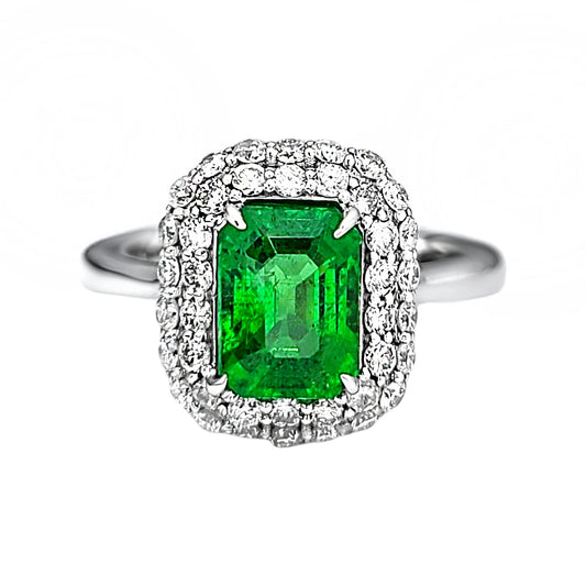Tsavorite gold 14k ring diamond green grossular garnet gia certified 2.91ctw