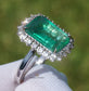 Emerald & diamond ring 14k white gold 4.67ctw green GIA certified