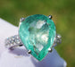 colombian Emerald ring diamond gold white 14k 8.24ctw gia certified pear cut