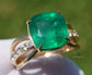 Emerald ring diamond gold yellow 14k split shank cushion cut 5.10ctw gia certified