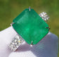 Emerald & diamond ring gold white14k gia certified 7.87ctw green