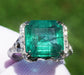 ring Emerald diamond white gold 14k green split shank 8.35ctw gia certified