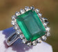 Emerald ring diamond white 14k gold 4.54ctw gia certified green