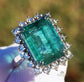 Emerald & diamond ring 14k white gold 12.16 ctw gia certified