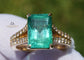 gold yellow 14k Emerald & diamond ring 5.95 ctw gia certified split
