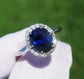 ring Sapphire diamond 14k white gold madagascar royal blue oval 3.85ctw gia certified
