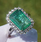 Emerald & diamond ring 14k white gold 4.67ctw green GIA certified