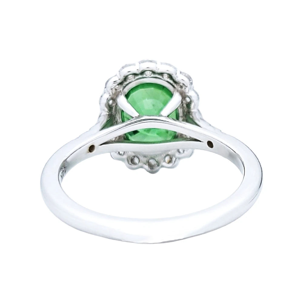 Tsavorite white 14k gold ring diamond green oval grossular garnet 3.80ctw gia certified