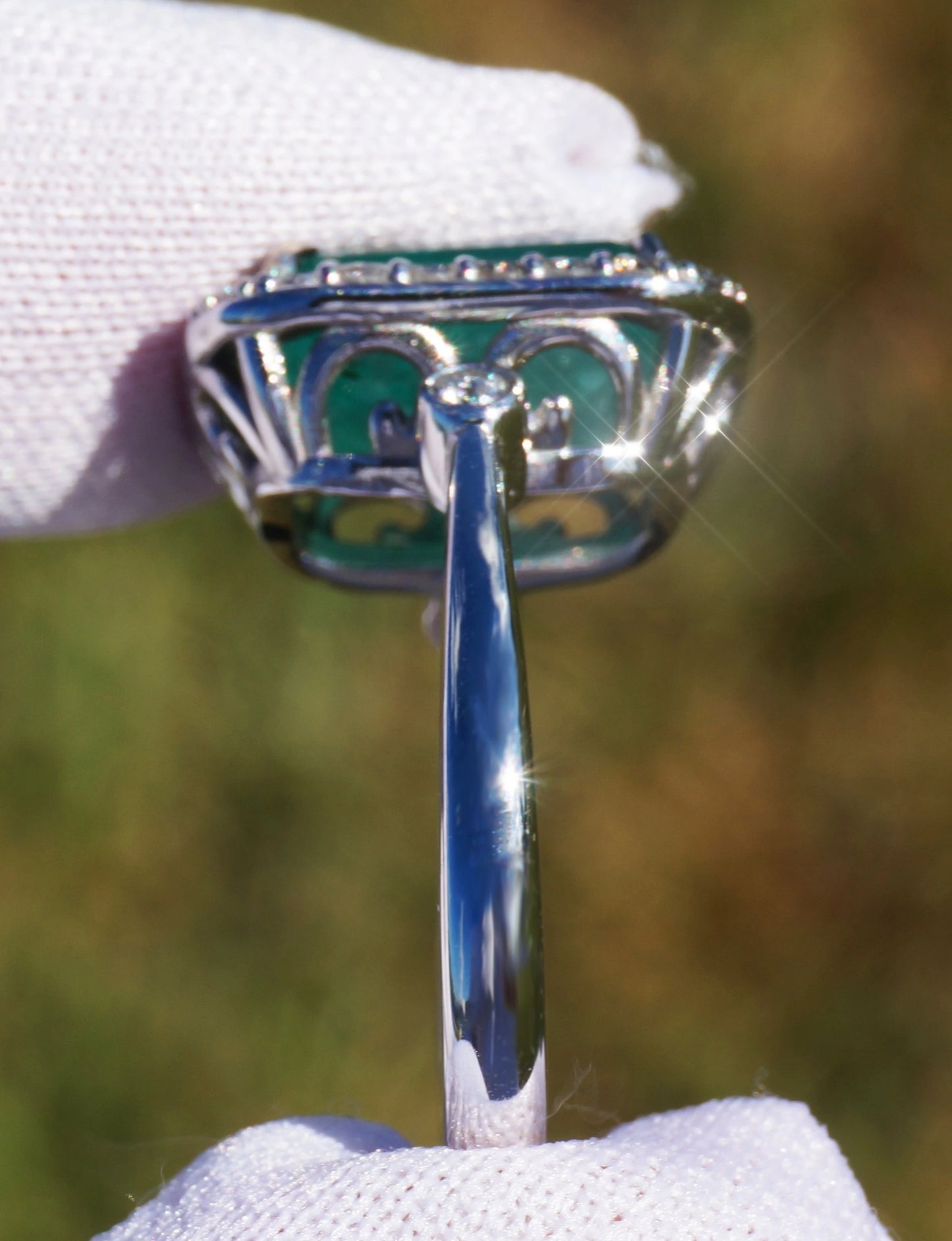 Emerald ring diamond gold white 14k gia certified 5.46ctw