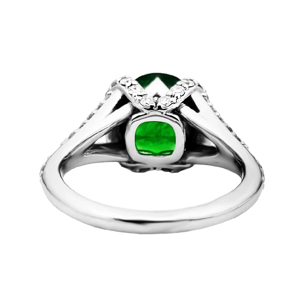 Tsavorite ring diamond 14k white gold 5.25ctw gia certified green oval cut