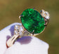 Tsavorite ring diamond gold yellow 14k green grossular garnet gia certified 4.60ctw