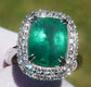 ring Emerald diamond white 14k gold cushion cut 7.28ctw gia certified