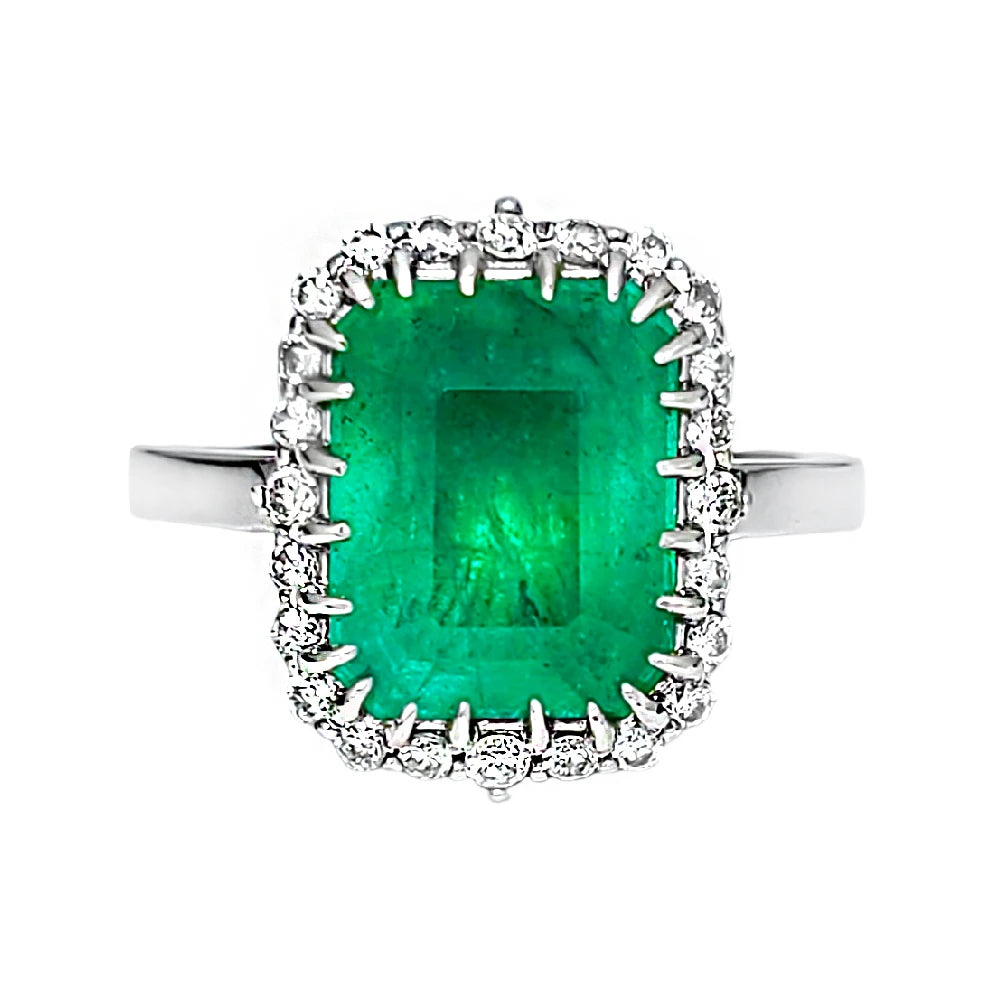 diamond Emerald ring white gold 14k green 5.54ctw gia certified