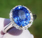 Sapphire ring diamond gold 14k oval blue 6.25ctw ceylon gia certified