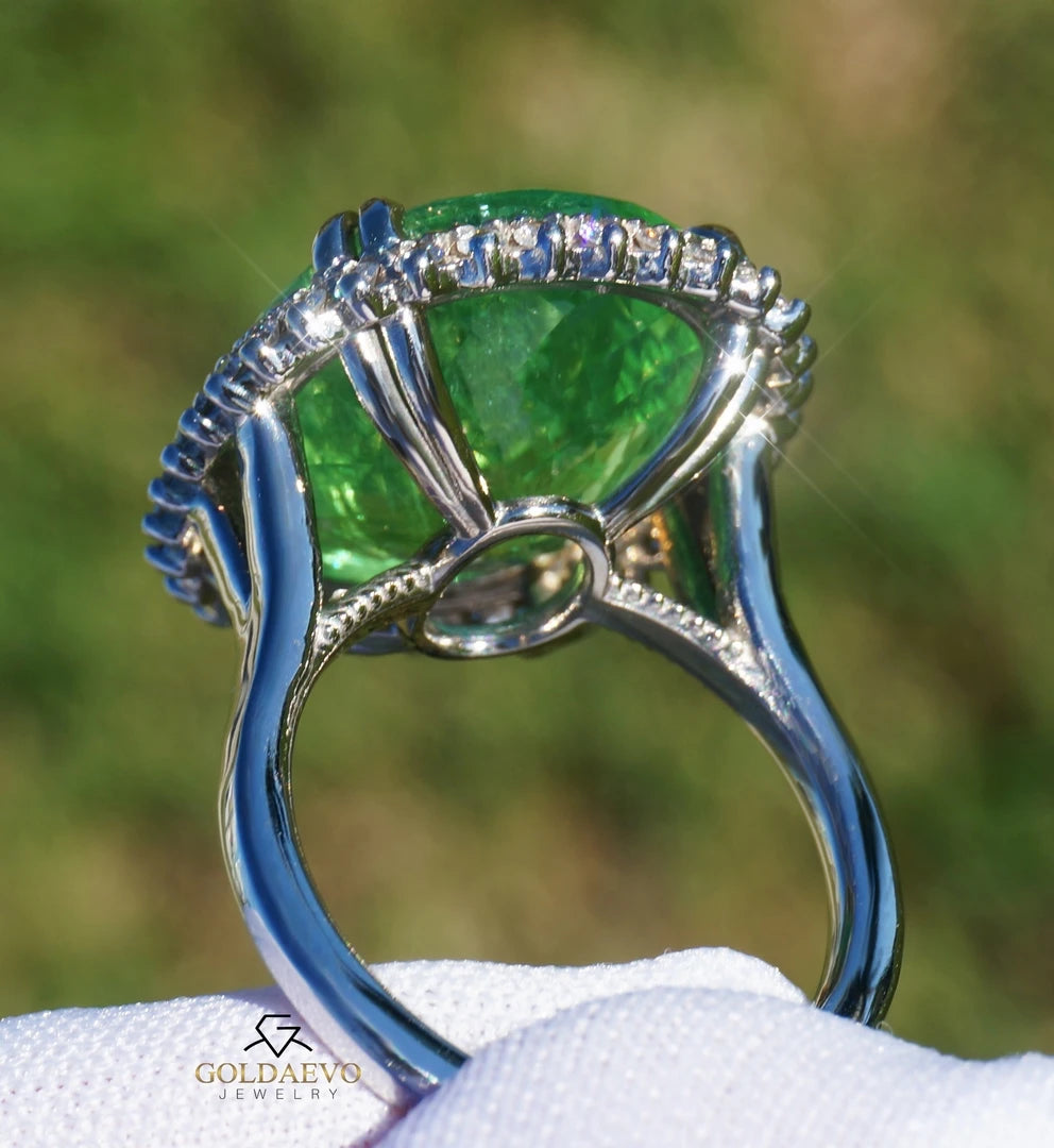 Buy Tourmaline Engagement Ring-green Tourmaline Ring-anniversary  Present-promised Ring-vintage Engagement Ring-solid Gold Ring-tiara Ring  Online in India - Etsy
