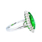 Green color Paraiba tourmaline copper bearing & diamond white 14k gold ring gia certified 7.74ctw pear cut