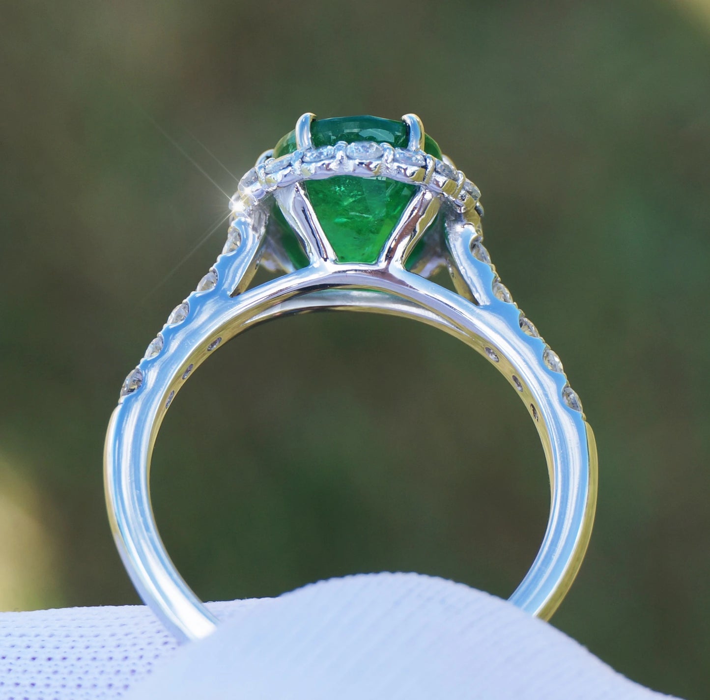 Tsavorite 14k white gold ring diamond green grossular garnet gia certified 4.55ctw