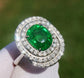 Tsavorite diamond ring gia certified white14k gold oval green grossular garnet 5.97ctw