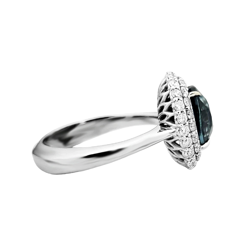 Sapphire diamond ring gold no heat 4.76ctw gia certified genuine blue oval ethiopia