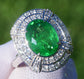 Tsavorite ring diamond gold white 14k grossular garnet green oval cut 4.30ctw certified
