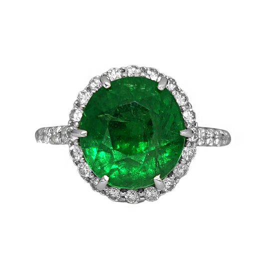 Tsavorite diamond white 14k gold ring 6.62 ctw certified green grossular garnet brilliant cut