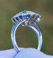 Sapphire ring white 14k gold diamond cushion blue ceylon sri lanka gia certified 3.95ctw