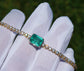 Emerald gold tennis bracelet diamond two-toned 14k gia certified 6.55ctw