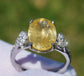 yellow Sapphire & diamond ring white gold 14k sri lanka oval cut gia certified 5.79ctw